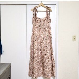 House of Harlow 1960 Floral Linen Maxi Dress Size L Boho Cottagecore